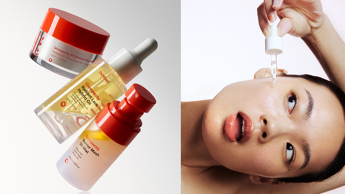 打破厚重偏見，讓油保養不是負擔，而是穩膚透亮關鍵！nomel Glowpacity 煥光系列極效滲透技術打造三罐1:9、7:3、9:1美肌公式，隨時鎖水補光！