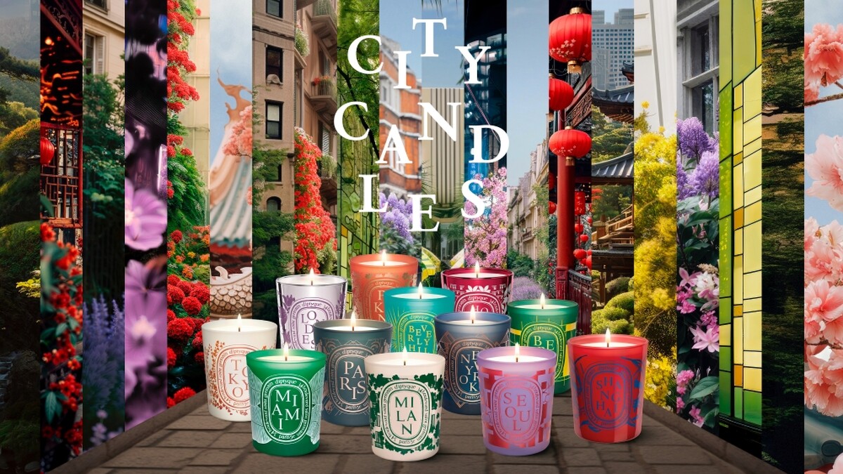 Diptyque城市香氛蜡烛系列2025年形象图。