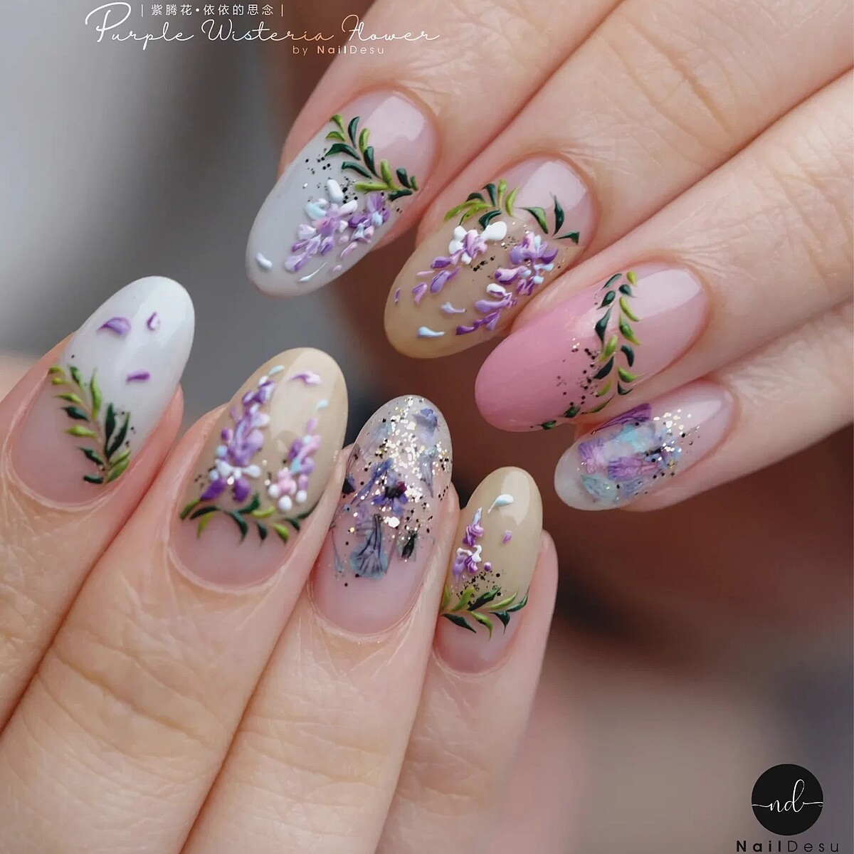 紫藤花美甲範本(Photo/IG@naildesu)