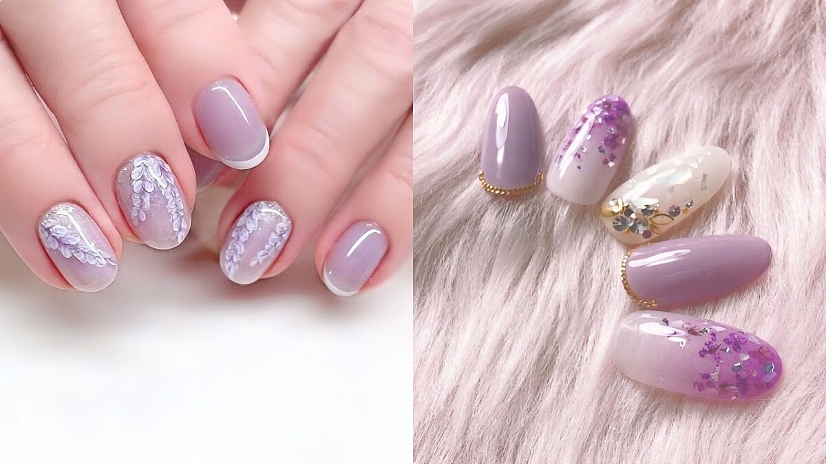 2026美甲推薦「紫藤花美甲」！15款仙氣手繪、立體浮雕，打造溫柔天花板
