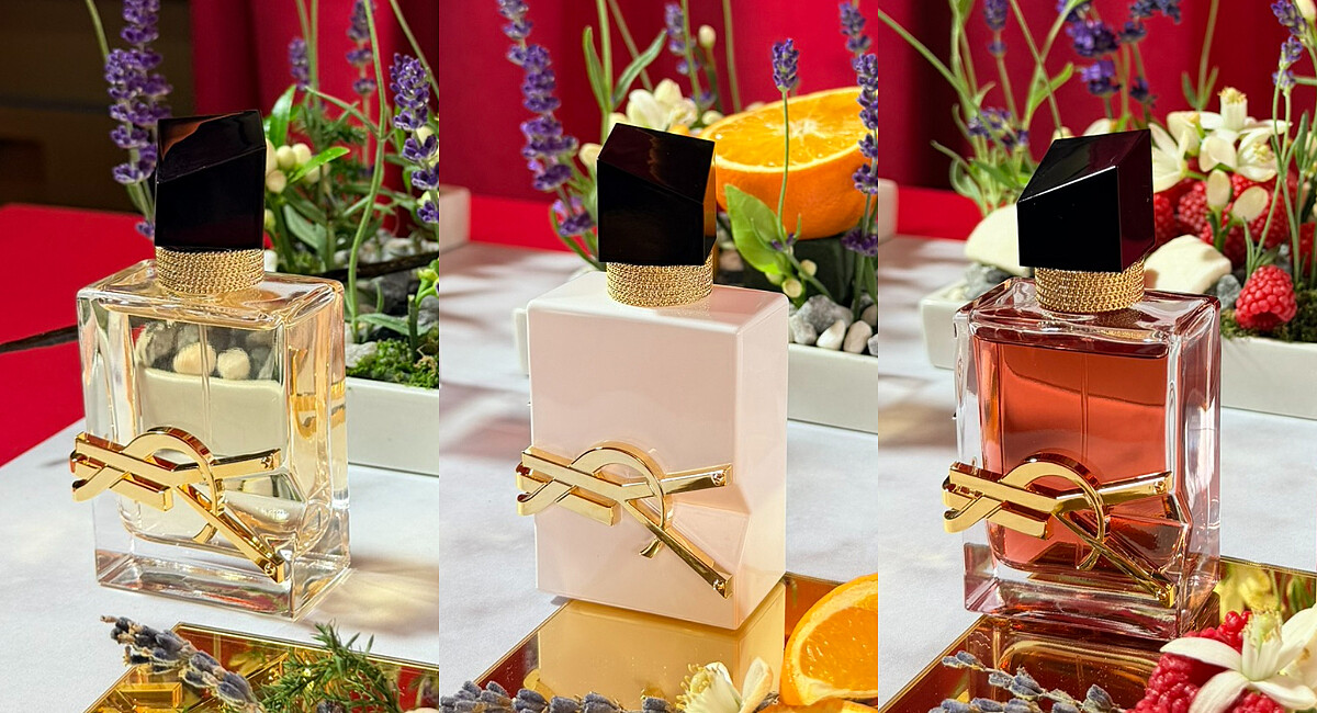 左/自由不羈淡香精、中/自由不羈裸膚之水、右/自由不羈沁心之果香水