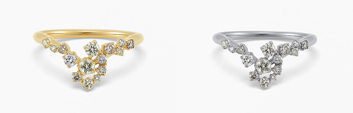 黃K星鑽戒指，NT68000、鉑金星鑽戒指，NT58800。