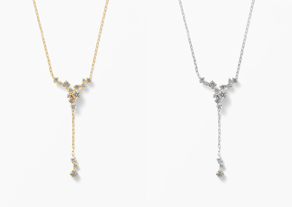 黃K星鑽項鍊，NT 68000、鉑金星鑽項鍊，NT 58800。