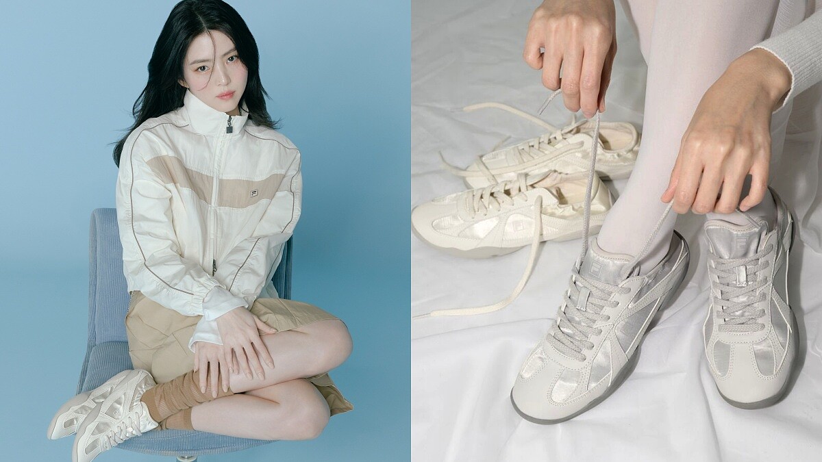 春夏腳上的浪漫光澤感！韓韶禧FILA緞面運動鞋，已經成韓國女生的目標單品