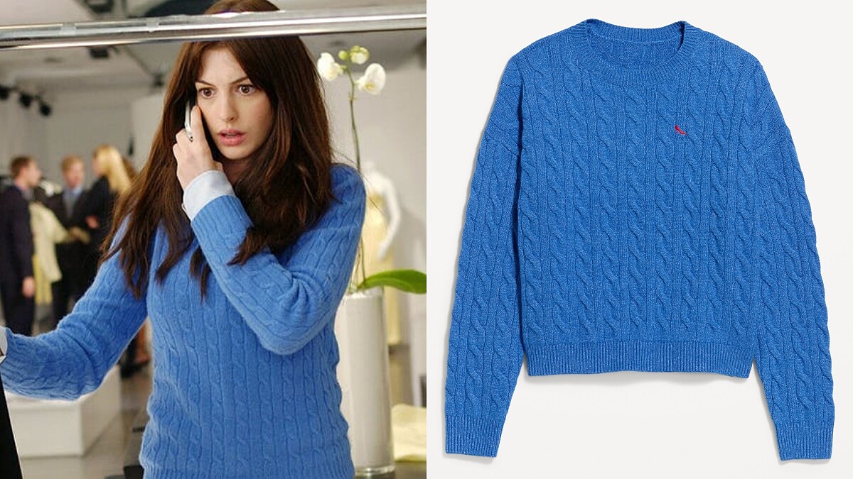 被米蘭達嫌棄的「鬆垮藍色毛衣」回來了！Old Navy聯名《穿著Prada的惡魔2》直接復刻名場面穿搭