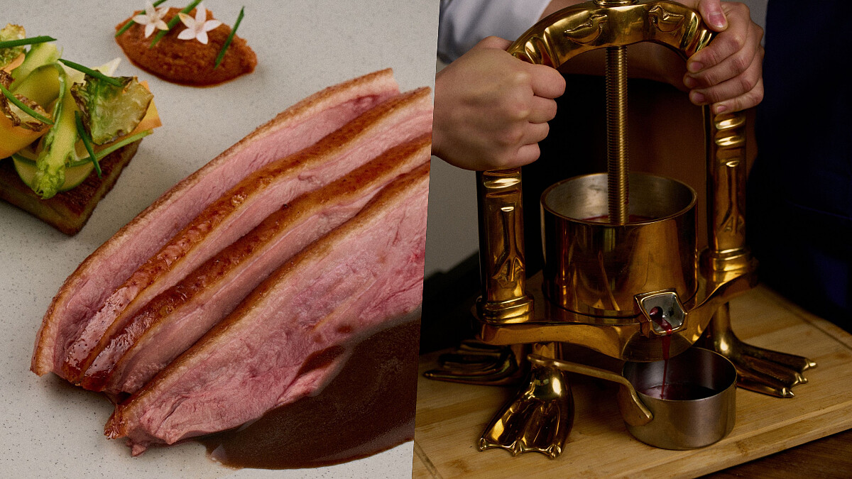 臺南晶英「無隅」推出法式盧昂血鴨：純銀榨鴨器桌邊現榨打開百年法菜精髓，四人套餐、專屬編號紀念證書