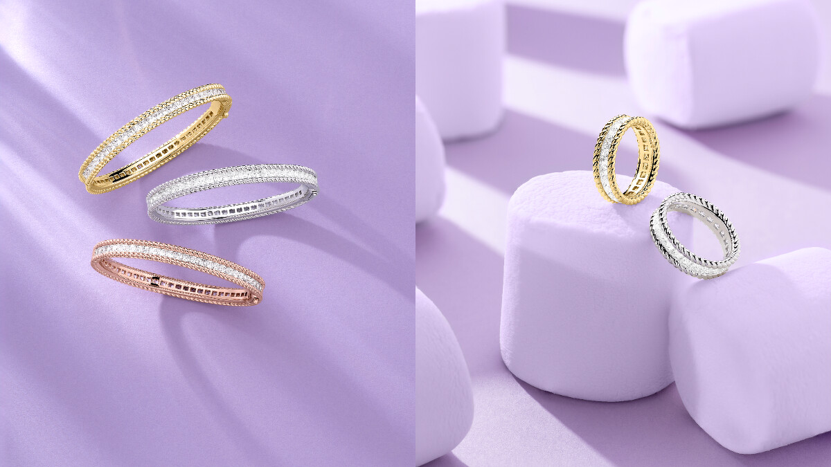 左 : Torsade密鑲手鐲NT7,600，右: Torsade密鑲戒指NT4,100。