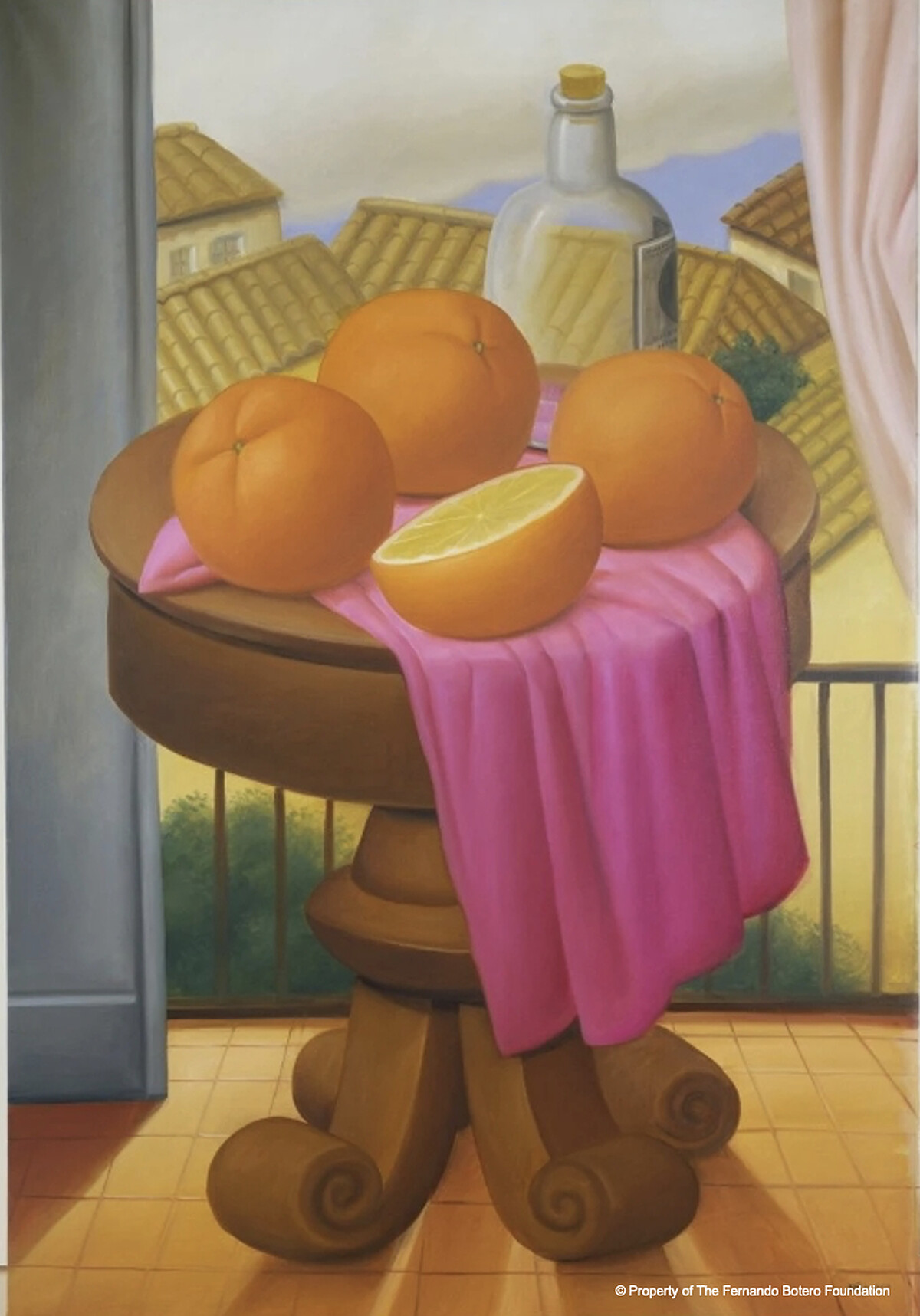《陽台前靜物》Fernando Botero, Still Life in Front of Balcony, 2000
