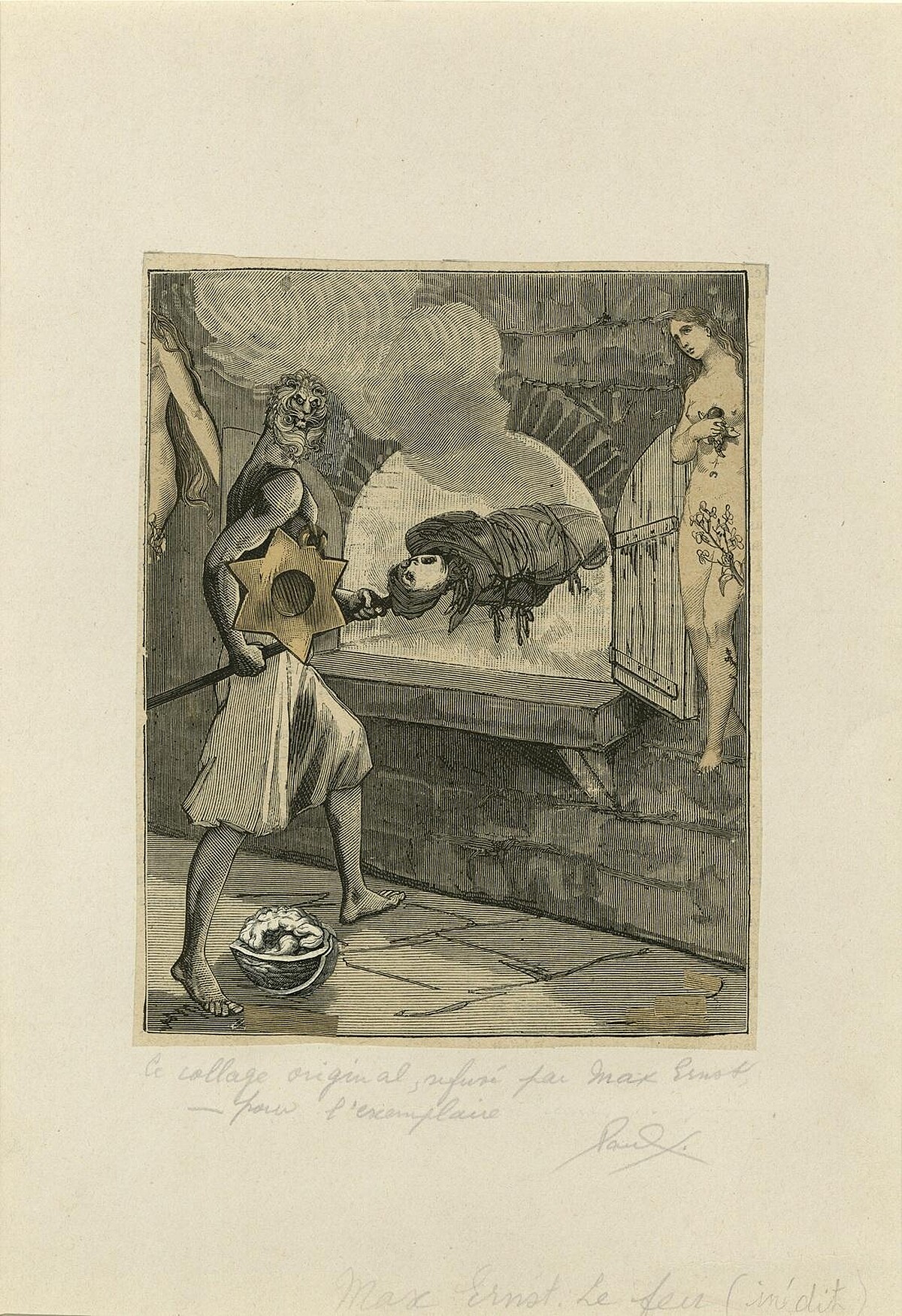 馬克斯．恩斯特，《無題(火)》，1934，紙本拼貼，15.7 x 12.5 cm &copy; VG Bild-Kunst, Bonn 2026, Courtesy of Galerie 1900-2000, Paris.