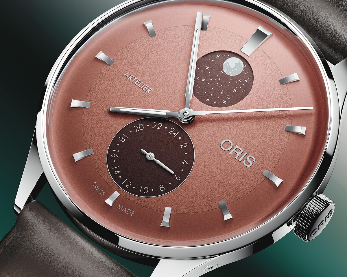 Oris Artelier 雙時區月相腕錶(栗棕色),