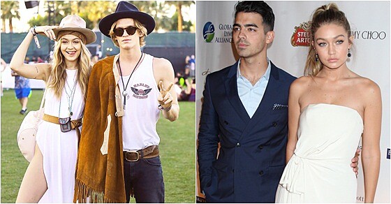 Gigi Hadid與當時愛得烘轟轟烈烈轟轟烈烈的前男友們 (左：Cody Simpson、右：Joe Jonas)