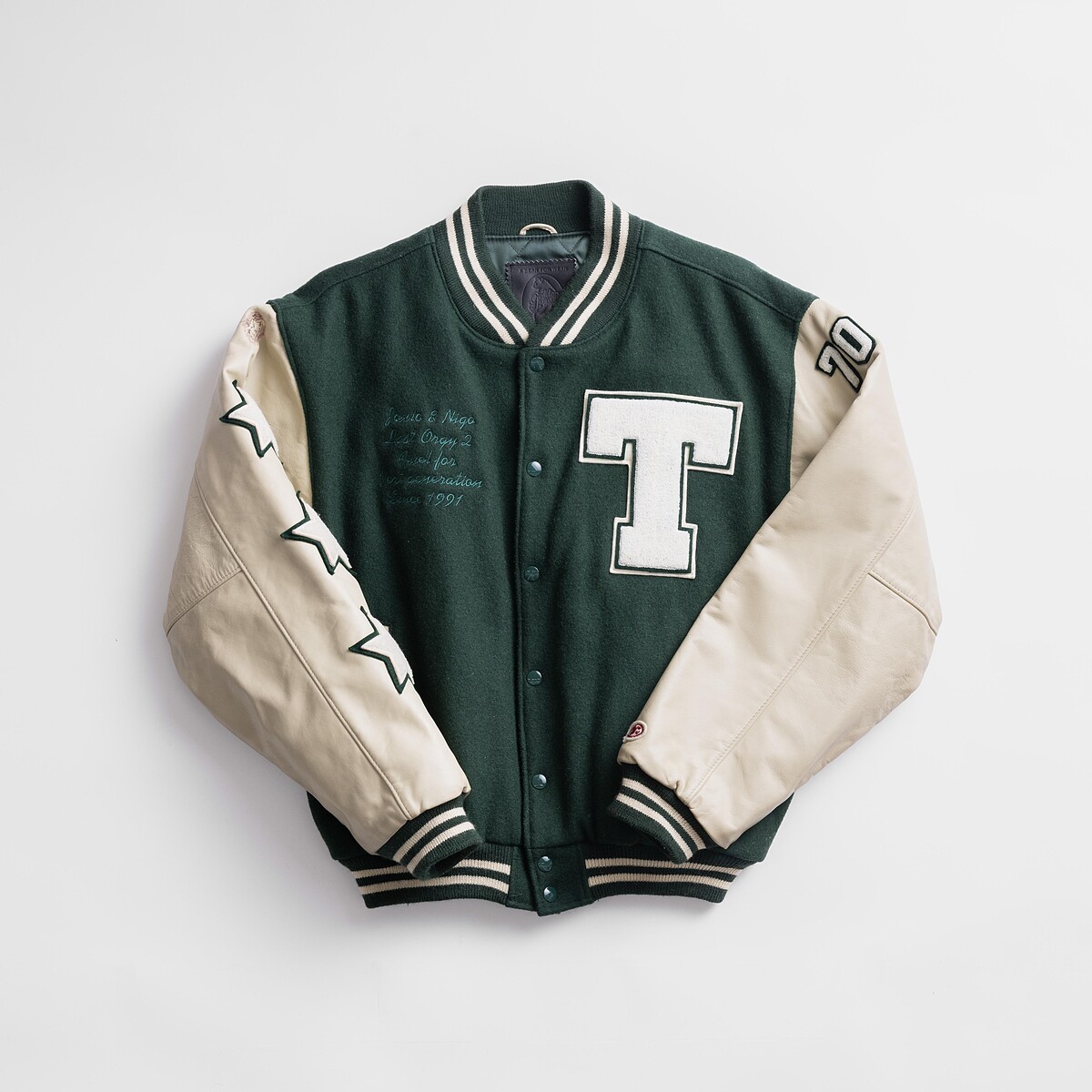 Last Orgy 2 Varsity Jacket, featuring in NIGO: From Japan with Love at the Design Museum. Photo courtesy of NIGO.