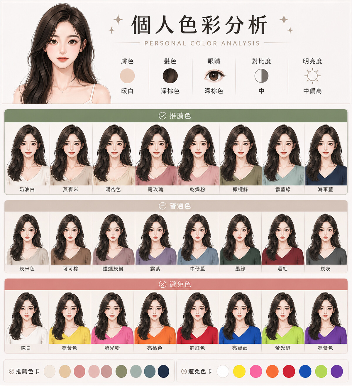 ChatGPT個人色彩分析示意圖。