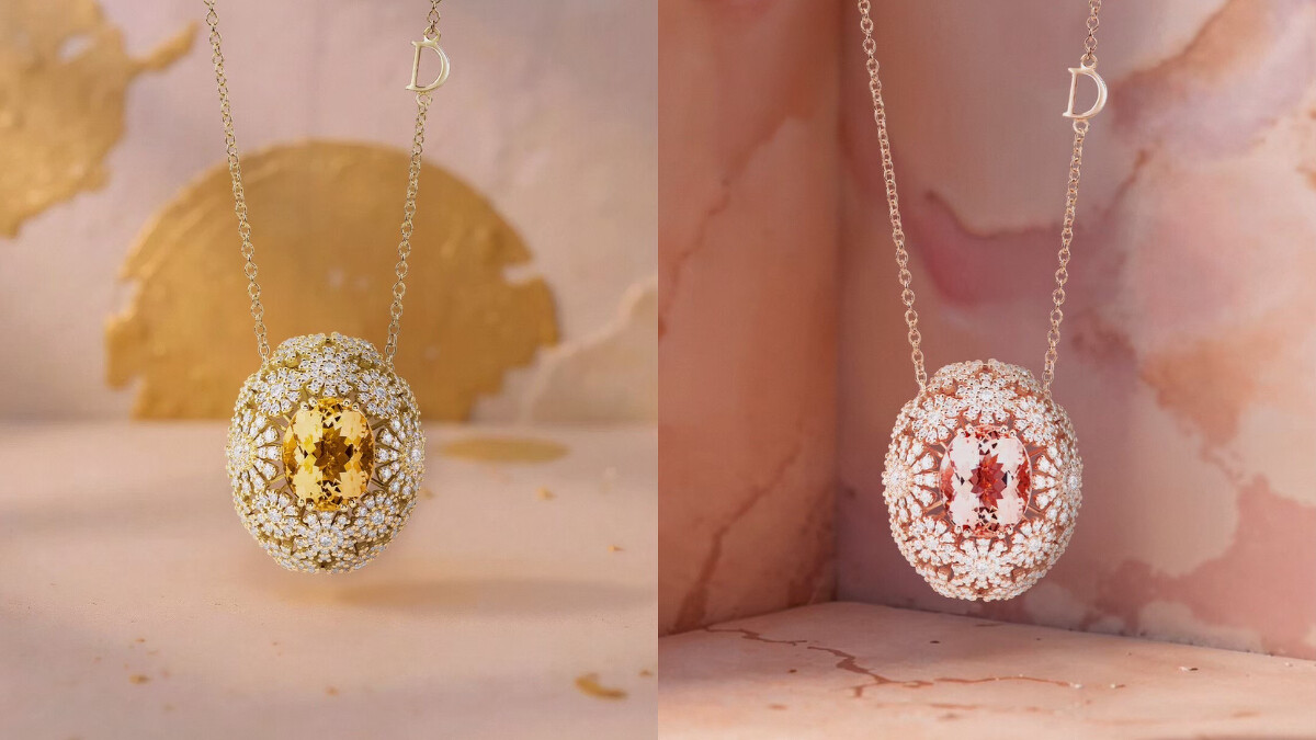 DAMIANI Margherita瑪格麗特系列18K黃金黃水晶與鑽石項鍊(鑽石總重約1.89克拉，黃水晶重量4.05克拉)、18K玫瑰金鑽石及摩根石戒指(鑽石總重約1.89克拉，摩根石重量4.20克拉)。