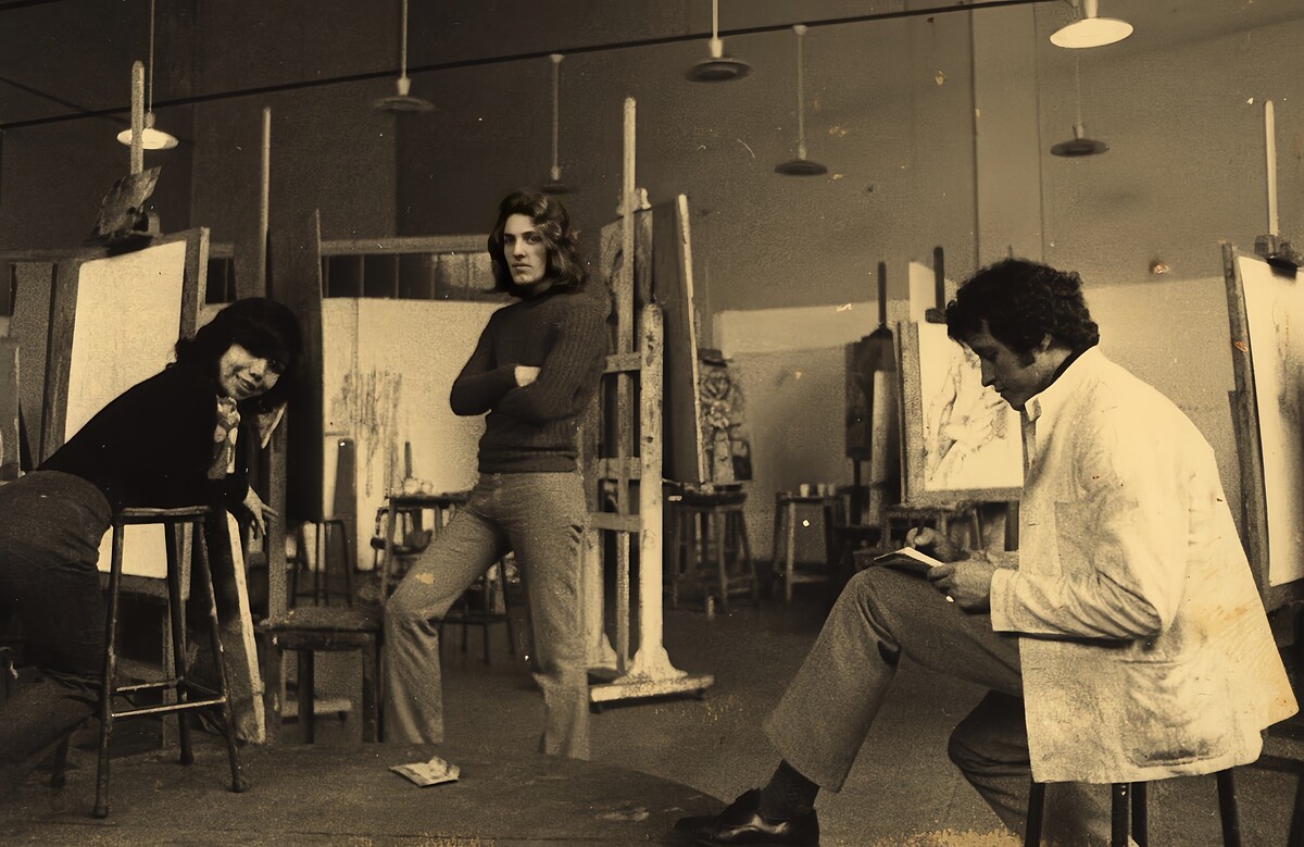 1971年在比利時布魯塞爾皇家藝術學院教室。