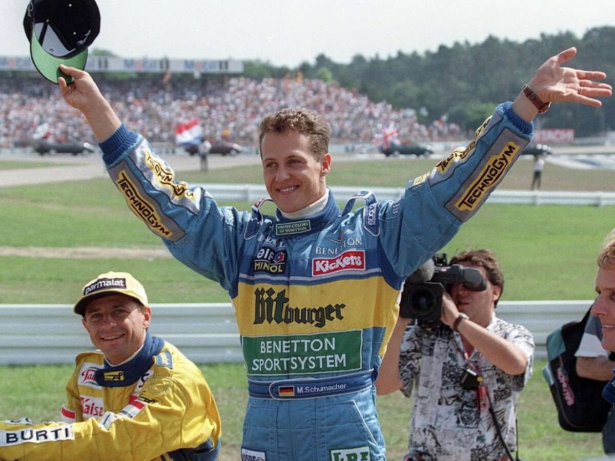  Michael Schumacher 在比利時斯帕賽道拿下第一個 F1 分站冠軍。