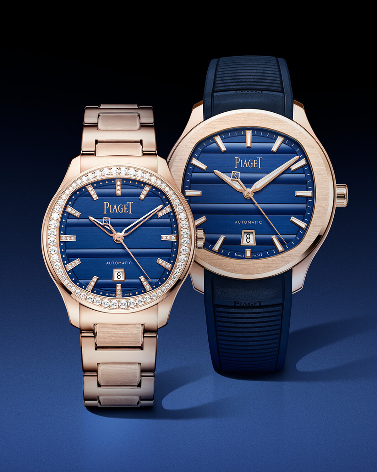 PIAGET Polo Signature系列42毫米與36毫米玫瑰金伯爵藍色面盤腕錶展現當代對錶設計語彙