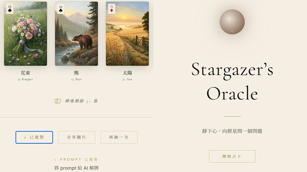 【Threads上紅什麼】雷諾曼卡是什麼?線上占卜「Stargazer’s Oracle」AI解牌準到嚇壞網友