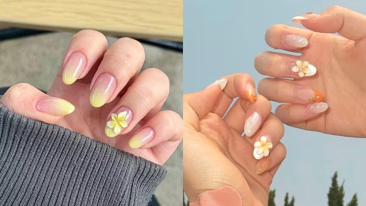 雞蛋花美甲範本