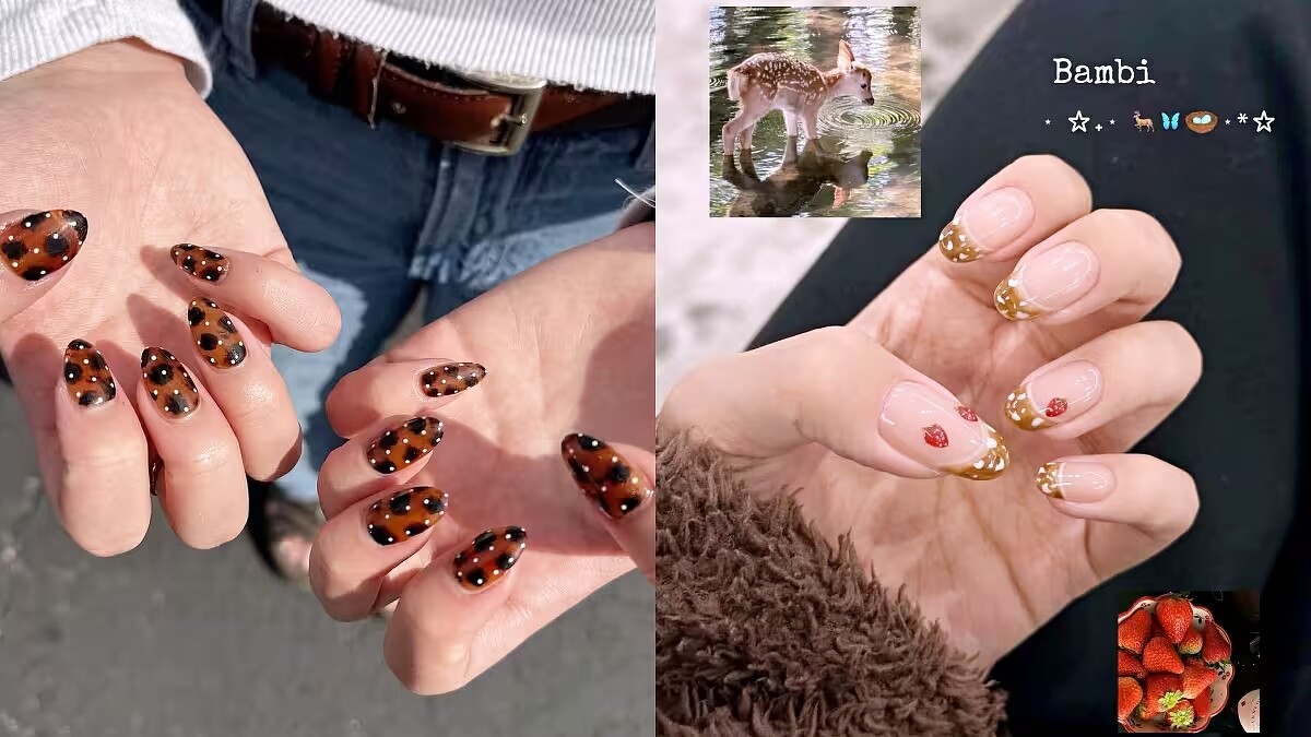 鹿紋美甲範本。