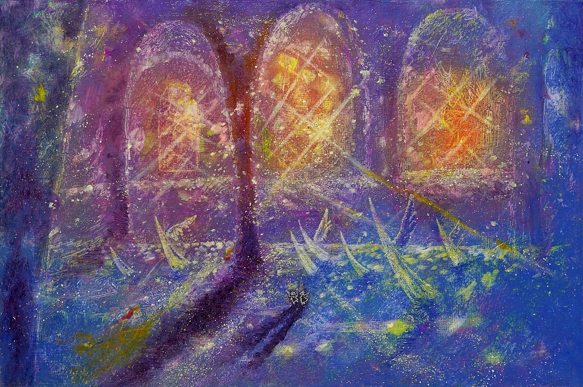 塩沢凱倫 _夢迴安特衛普Dream of Antwerp_2026_油彩、壓克力、醇酸樹脂、木板Oil, acrylic, and alkyd resin on board_27.3 × 41.0 cm