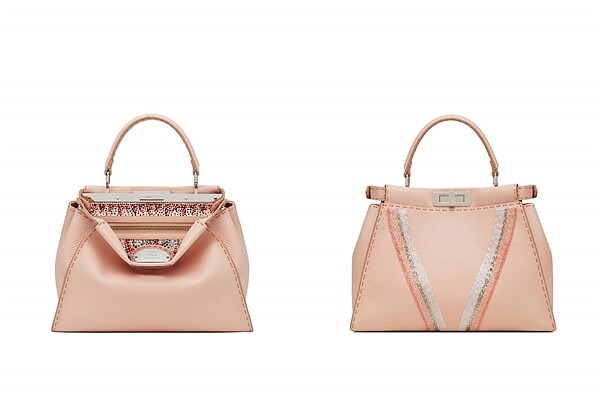 金妍兒設計的淡粉紅色 Selleria Couio Romano 皮革 Fendi Peekaboo 手袋
