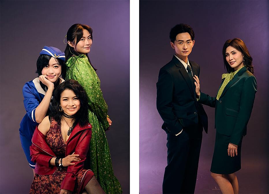 (左) 上:曾思瑜( 飾KATHY)中: 顏辰歡(飾APRIL)下:鍾琪(飾MARTA) 、(右) 左:周家寬(飾PETER)右:陳品伶(飾SUSAN)