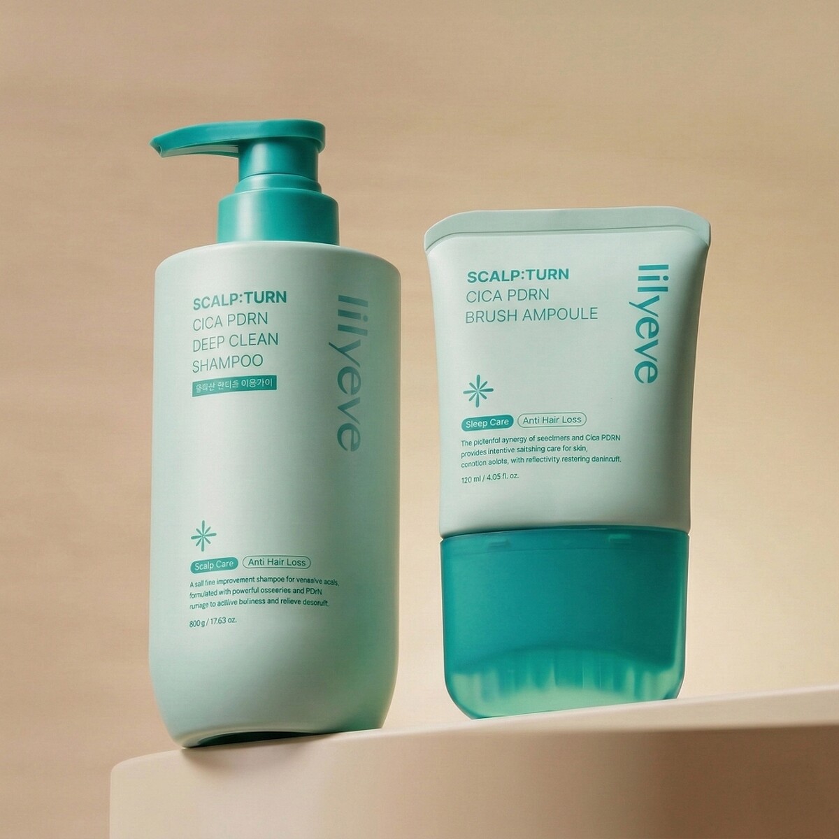 Lilyeve登台系列之一的SCALP:TURN舒緩系列，包裝以綠色為主。
