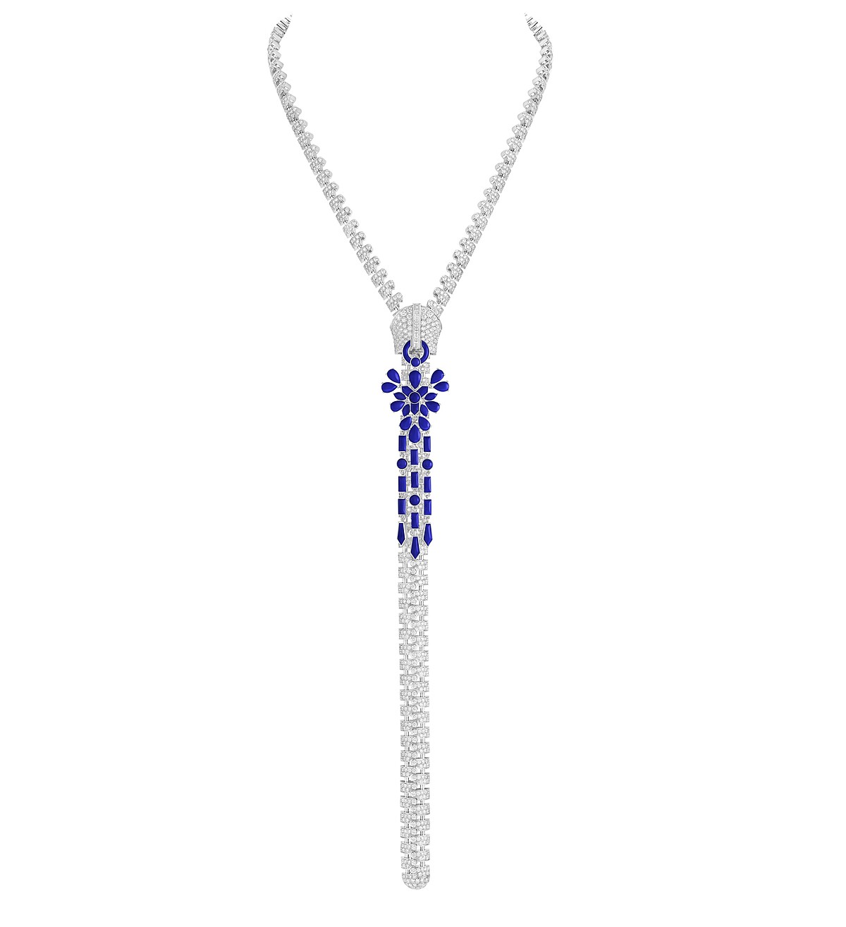 Zip Couture Flocons Précieux 長項鍊(18K白金、青金石、鑽石)