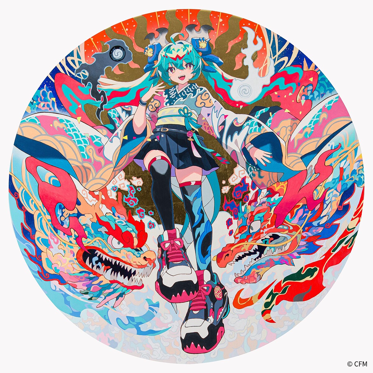 齋藤直葵Naoki Saito｜龍宙歌Universe｜120.0&phi; &times; 5.0｜金箔、壓克力彩、畫布Gold leaf, acrylic, on canvas_&copy; CFM