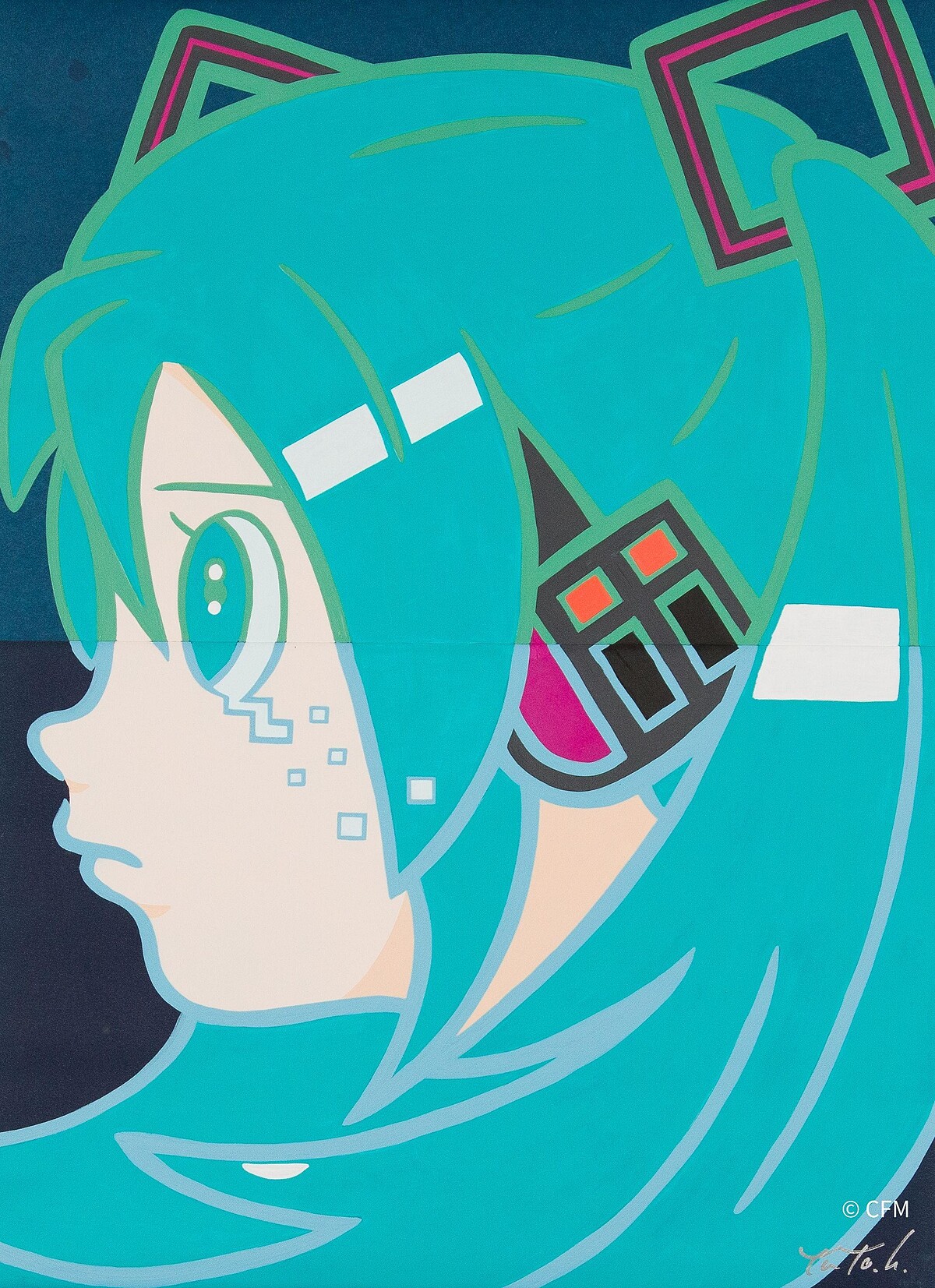 橋爪悠也 Yuya Hashizume｜ew版本 初音未來ew ver. MIKU_ 72.5 &times; 53.0 cm｜壓克力彩、和紙Acrylic on japanese paper (naoron by onao)_CFM