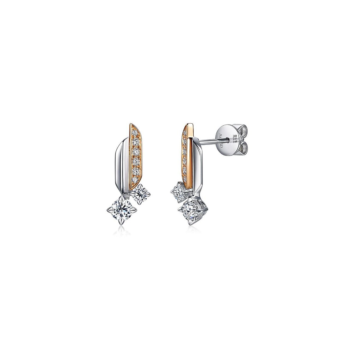 Infini Love Diamond 18K 白紅分色黃金鑽石耳環 約價NT$58,600
