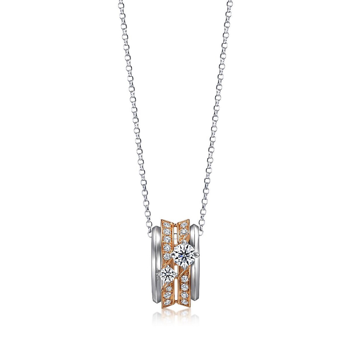 Infini Love Diamond 18K 白紅分色黃金鑽石頸鍊 約價NT$77,500