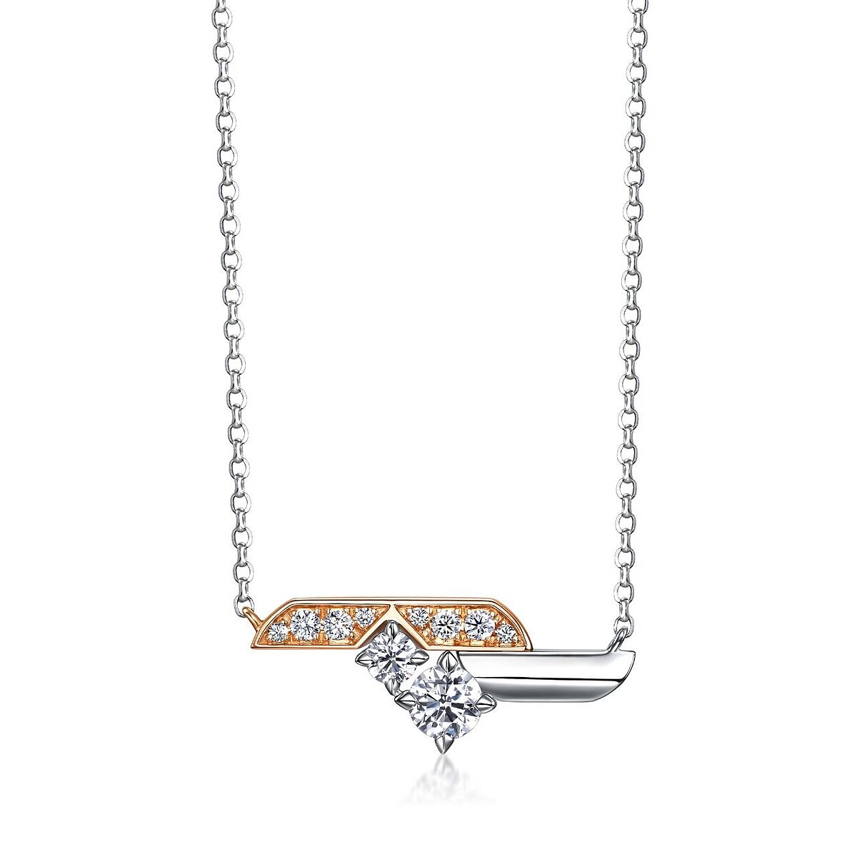 Infini Love Diamond 18K 白紅分色黃金鑽石頸鍊 約價NT$80,100