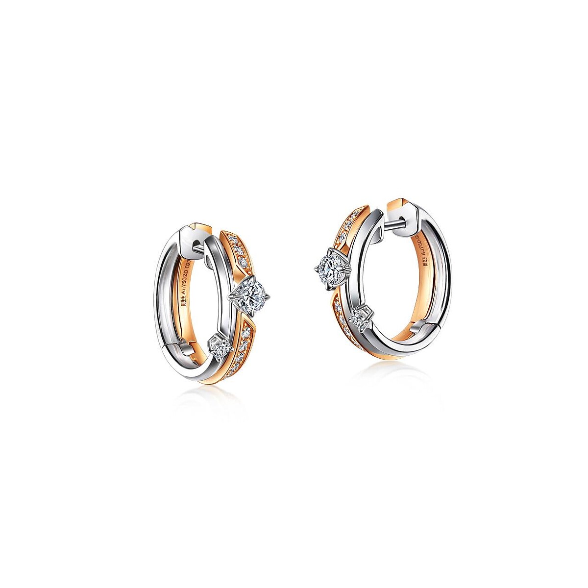 Infini Love Diamond 18K 白紅分色黃金鑽石耳環 約價NT$79,700