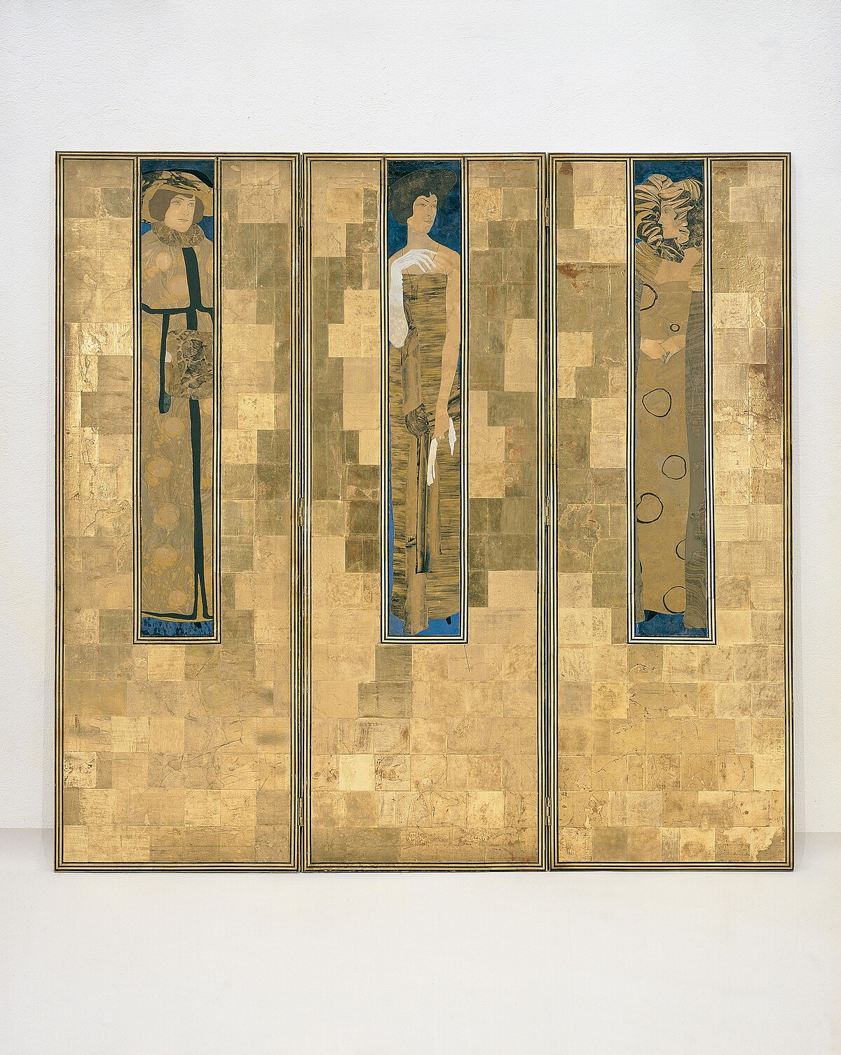 科洛曼&middot;莫澤（Koloman Moser），折屏，1906年 製作：維也納工坊（Wiener Werkst&auml;tte）/ 卡爾&middot;拜特爾（Karl Beitel）/ 特蕾澤&middot;特雷坦（Therese Trethan） 材質：木材、金箔、大理石紋紙、裝飾性邊緣 &copy; MAK / Georg Mayer