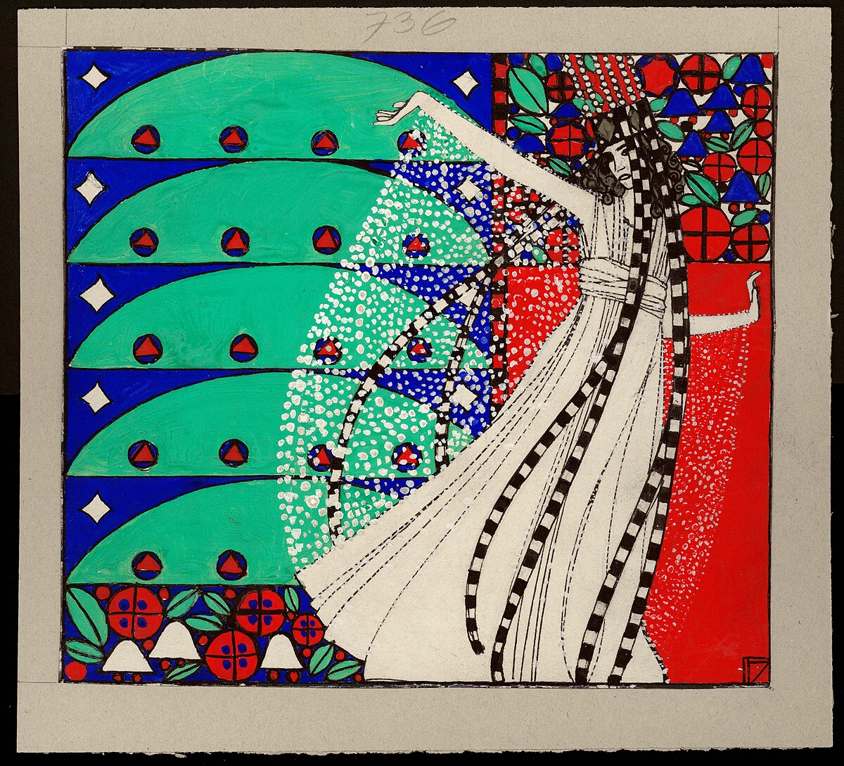 弗里茨&middot;澤默，&ldquo;蝙蝠&rdquo;歌舞廳（Cabaret Fledermaus）首期節目手冊插圖，1907年 水粉畫@MAK