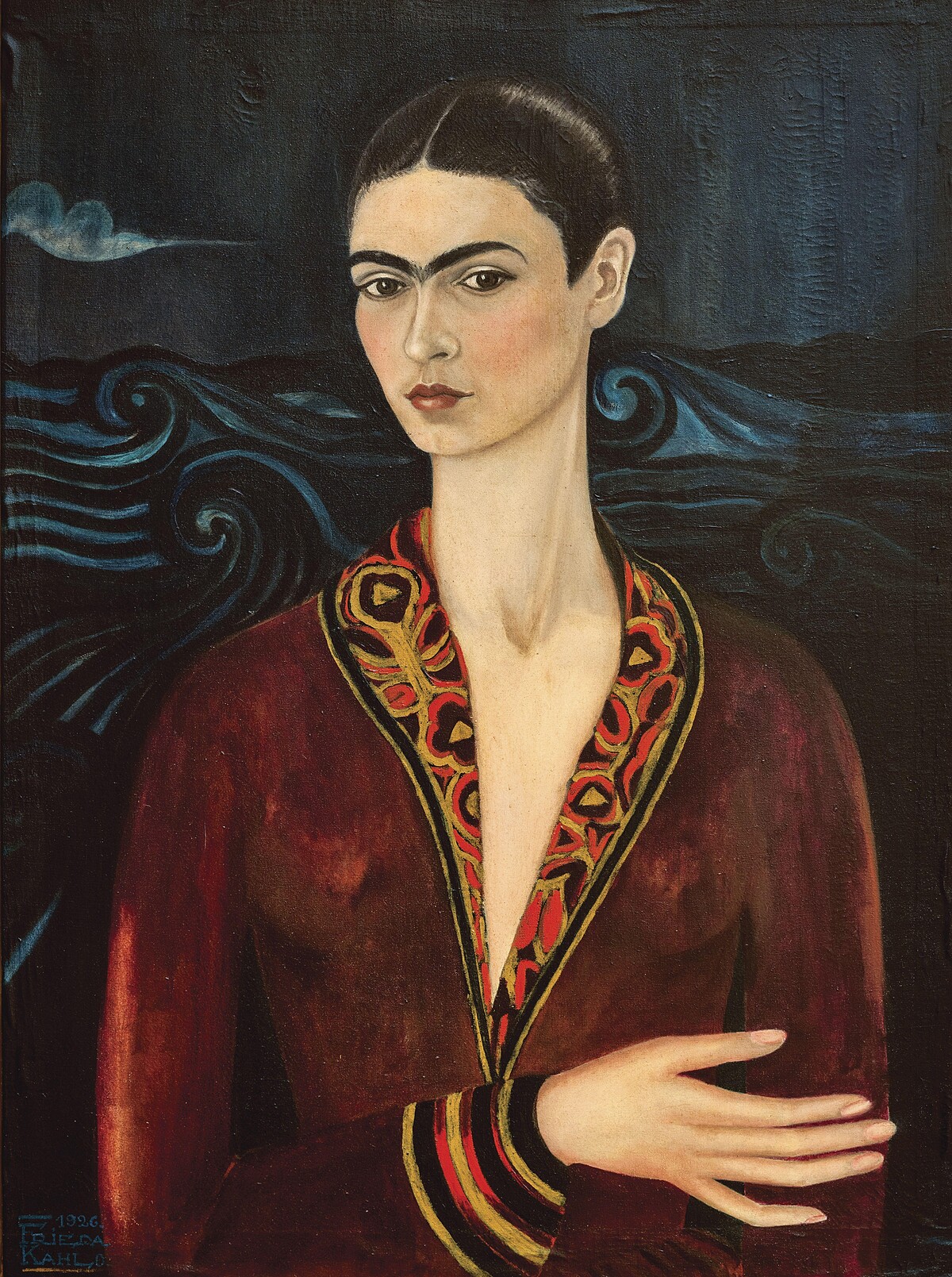 Frida Kahlo, Self-Portrait (With Velvet Dress)1926. Private Collection. 卡蘿車禍後第一幅自畫像。