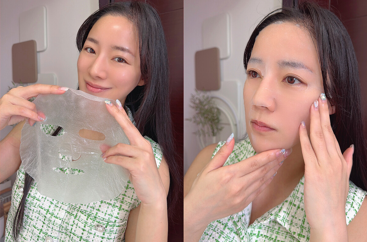 Yui「敷完肌膚有喝飽⽔的澎潤⽔嫩感,看著鏡子發光的自己,白天的疲憊感、壞心情都消失。」