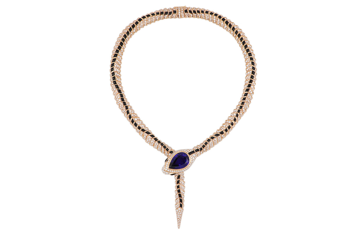 BVLGARI Serpenti系列 頂級縞瑪瑙、坦桑石與鑽石項鍊 (276239)