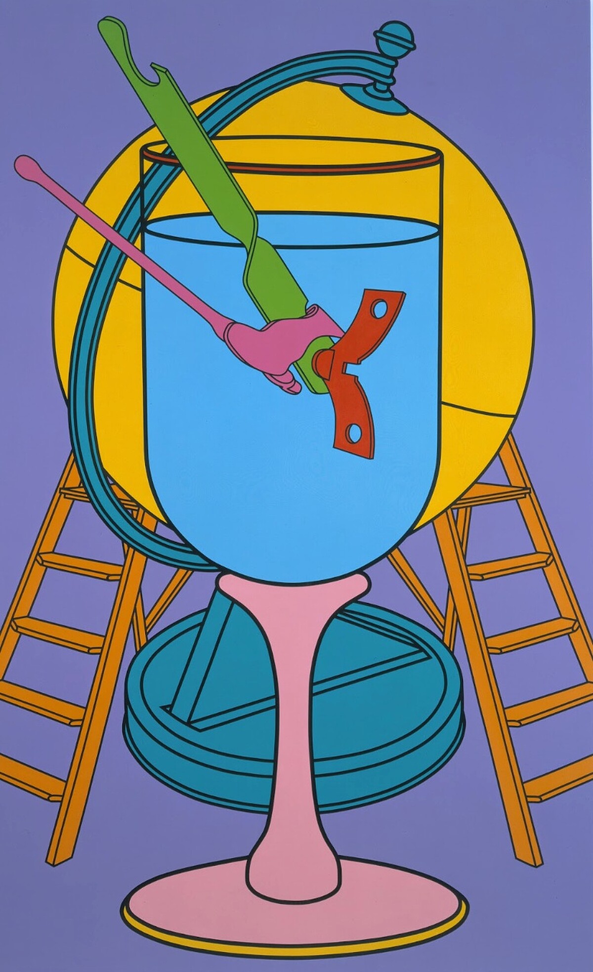 麥可.克雷格-馬丁《無題(酒杯)》,2000,壓克力彩、畫布,289.6 × 177.8 cm © Michael Craig-Martin. 藝術家版權所有,圖片提供:藝術家與 Gagosian 高古軒。