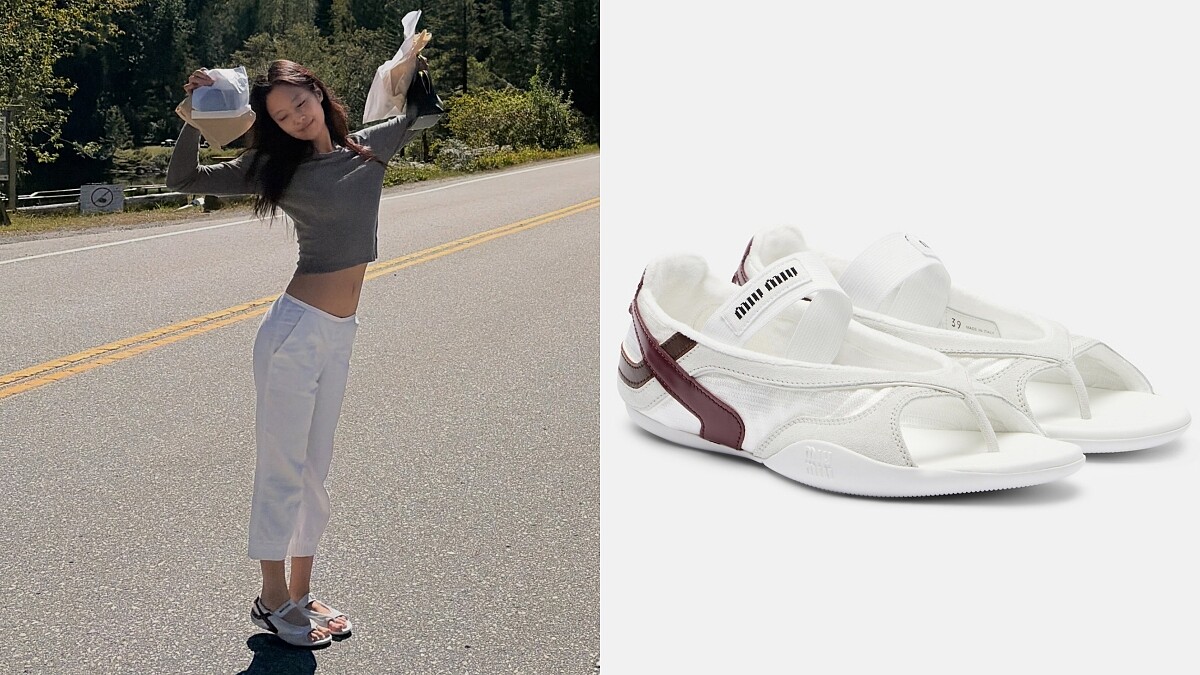 Jennie私服又出現話題鞋！Miu Miu Gymnasium「球鞋＋夾腳涼鞋」混血設計，越看越時髦