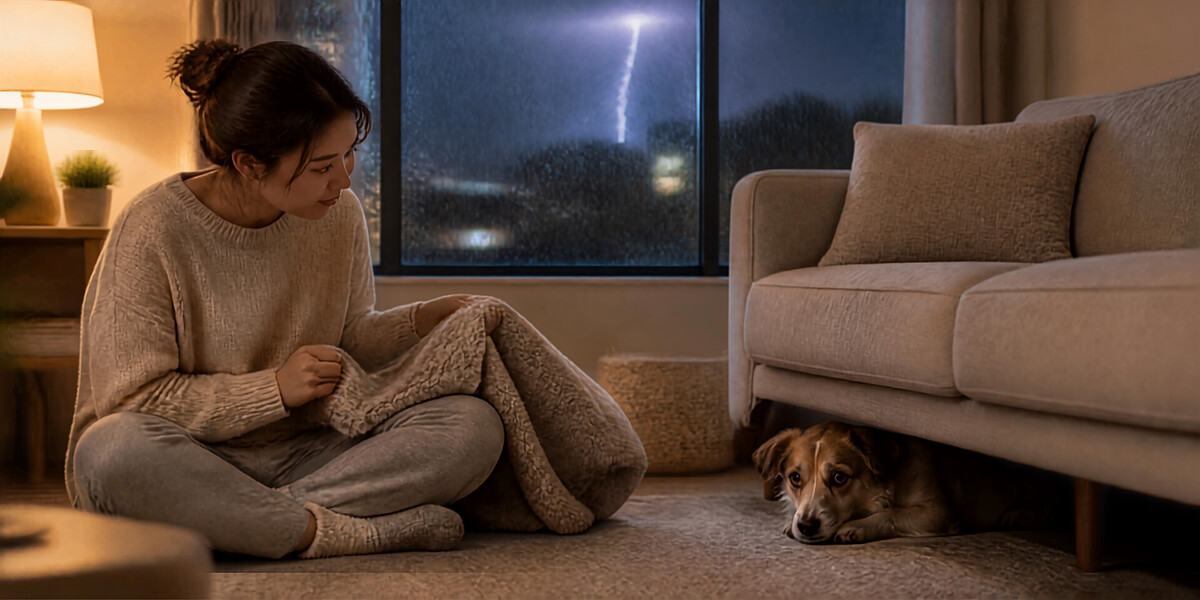 【毛孩研究室】一打雷就發抖、躲起來？看懂毛孩怕雷聲的6種反應與2招安撫方法