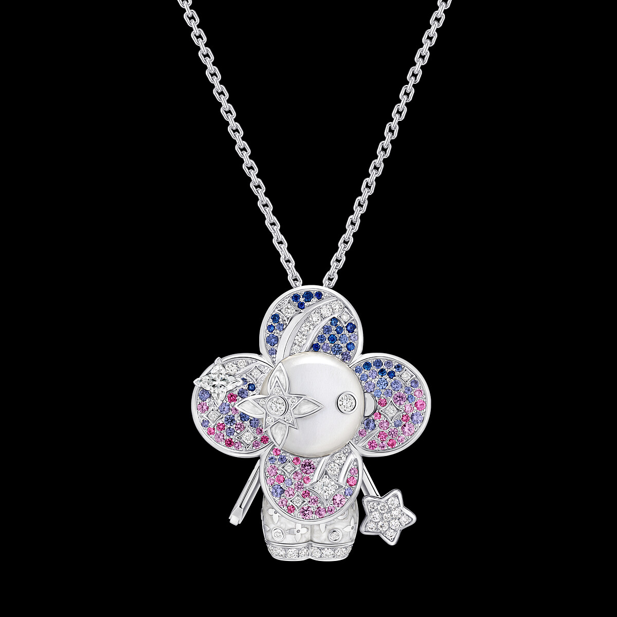 【獨家商品】Vivienne Travellers - 星星Vivieene藍寶石、粉紅藍寶石、鑽石與月光石吊墜 (亦可當胸針) $1,730,000