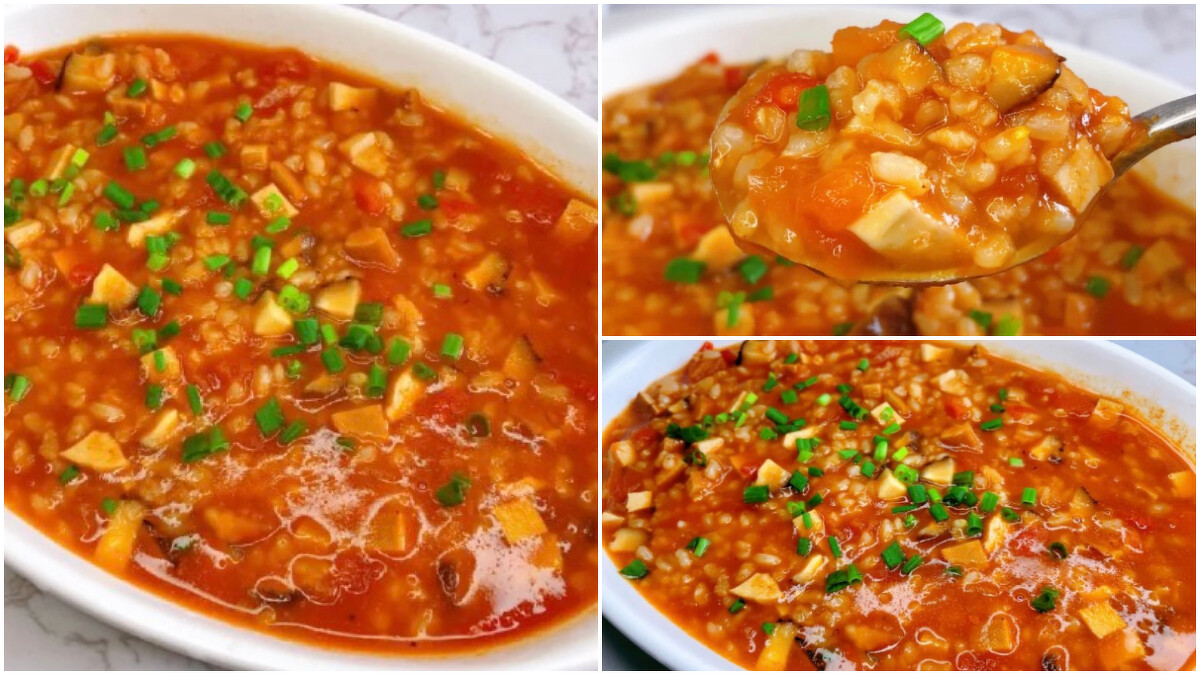 番茄香菇燴糙米飯成品|Photo/景小厨记@小紅書