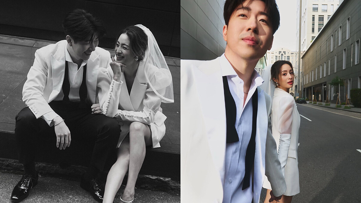 莫允雯與美籍老公Nelson婚紗照曝光！ 絕美「非典型西裝白紗」來自這個台灣品牌