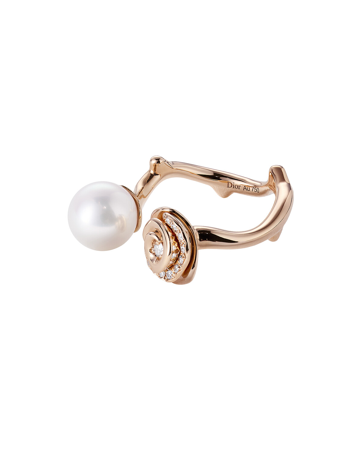 Rose Dior Couture 玫瑰金珍珠戒指，玫瑰金、鑽石、Akoya珍珠，參考價格 NTD 245,000