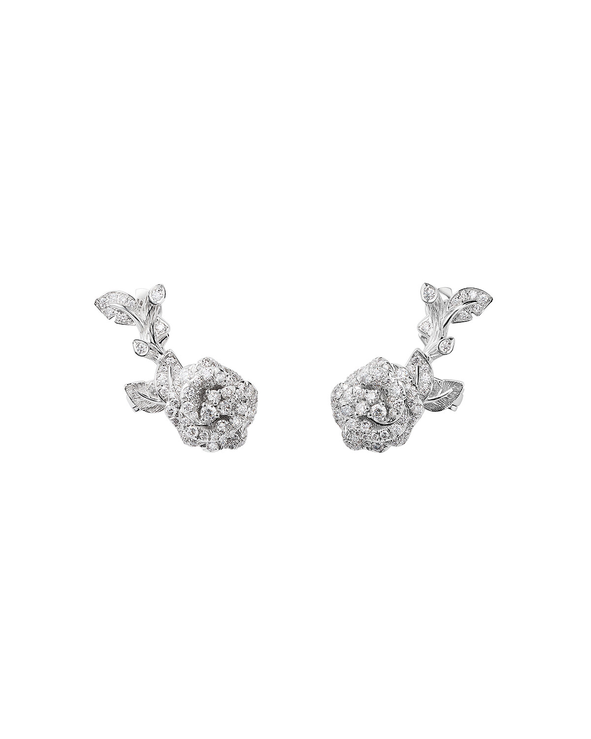 Rose Dior Bagatelle 18K白金鑽石耳環，18K白金、鑽石，參考價格 NTD 1,600,000