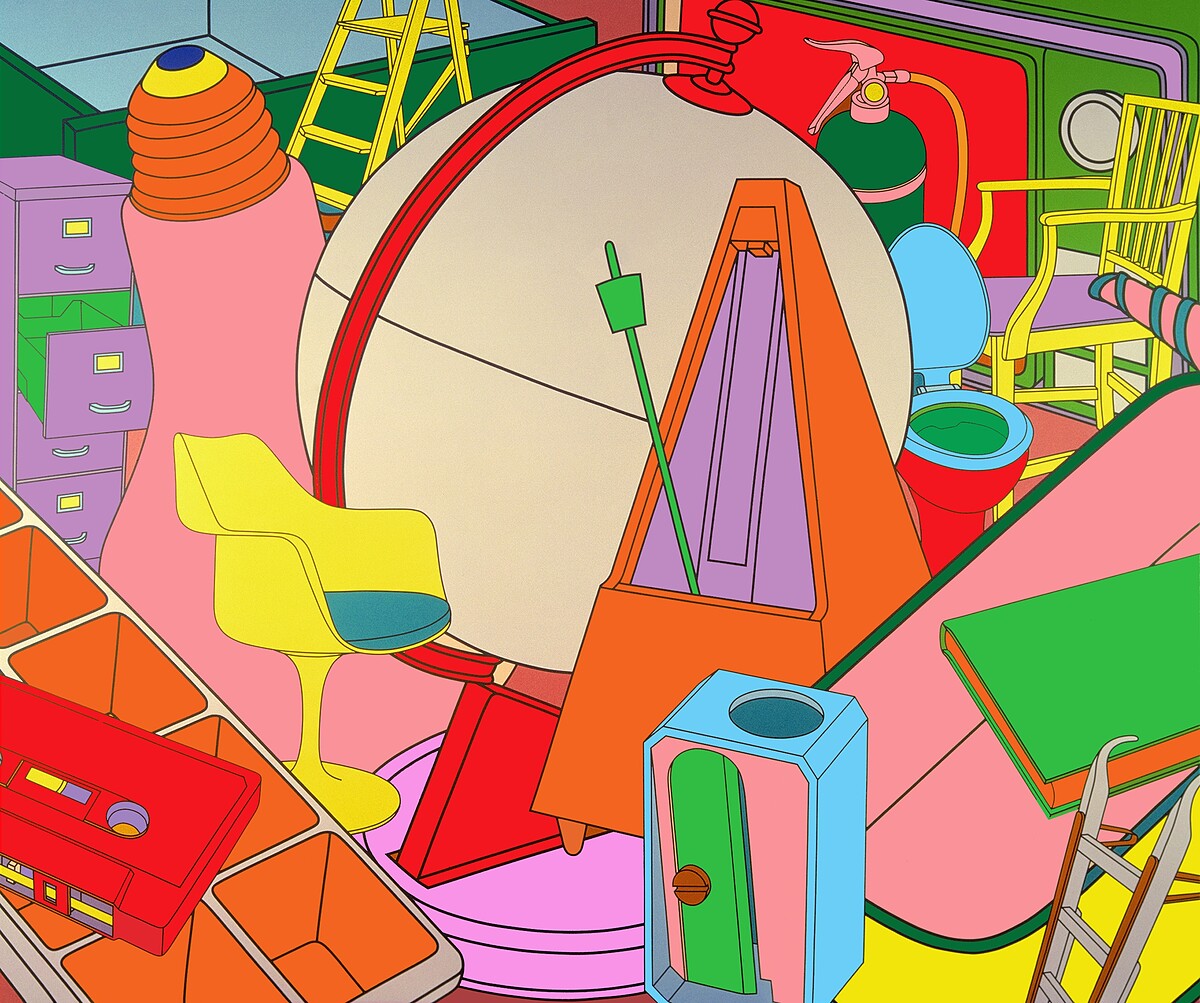 《吸氣/吐氣》2002,壓克力彩、畫布,307.3 × 370.8 cm。©Michael Craig-Martin. Courtesy the artist and Gagosian