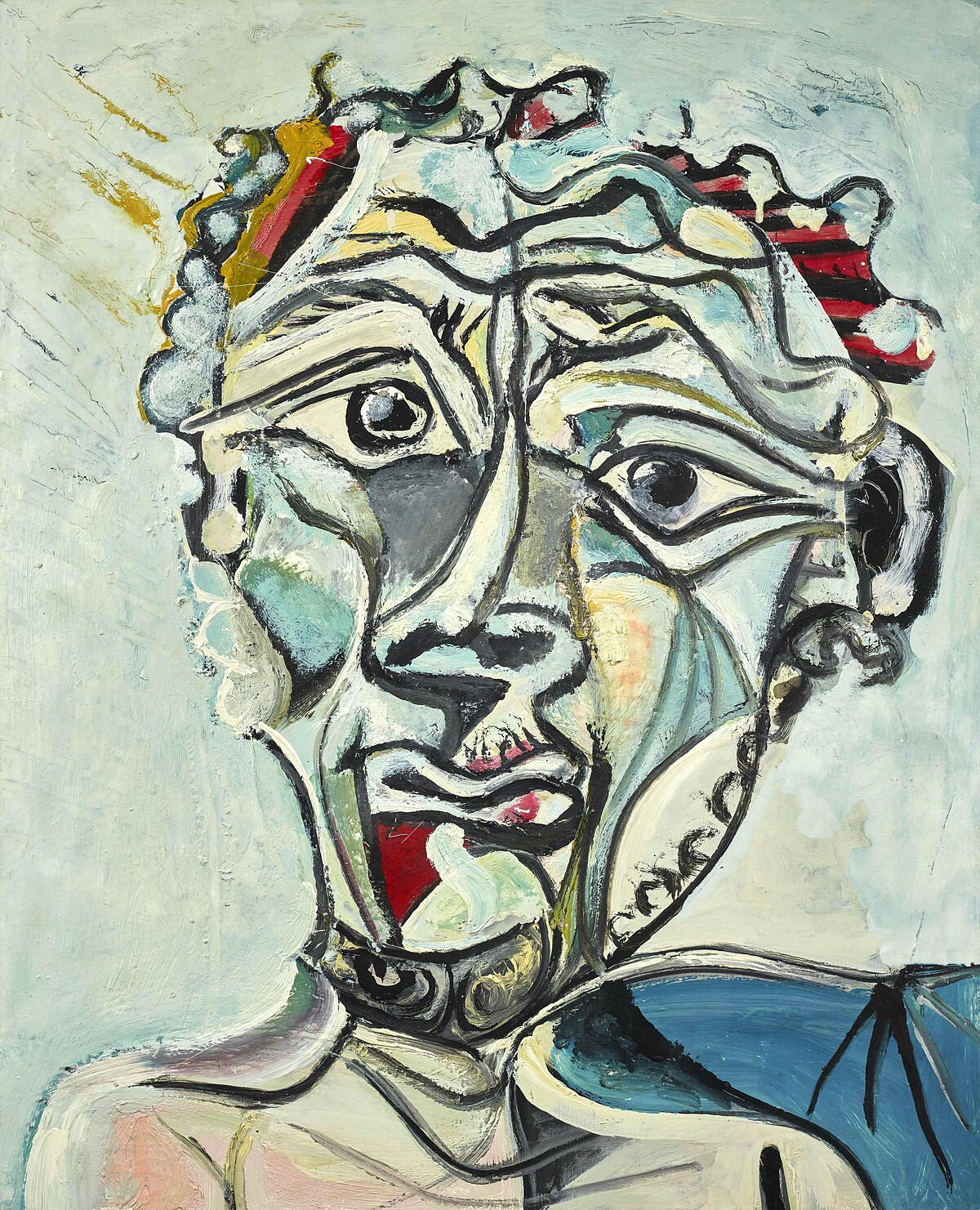 巴布羅.畢卡索《男子頭像》,1971,油彩、畫布,81 × 65 公分,含框 102 × 86 × 10 公分,©Succession Picasso 2026